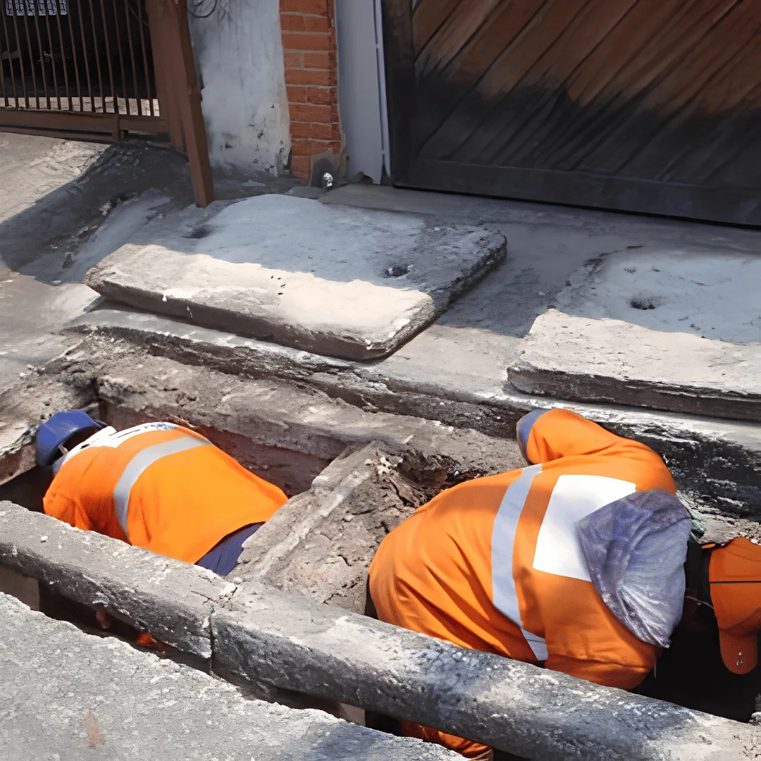 Resíduos acumulados na entrada da drenagem.