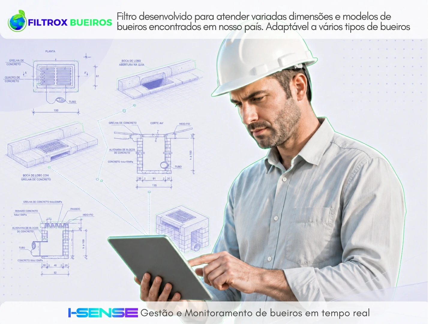 Filtro para bueiro FX 900 da Filtrox Bueiros, adaptável a diferentes dimensões e modelos de bueiros e fabricável sob medida