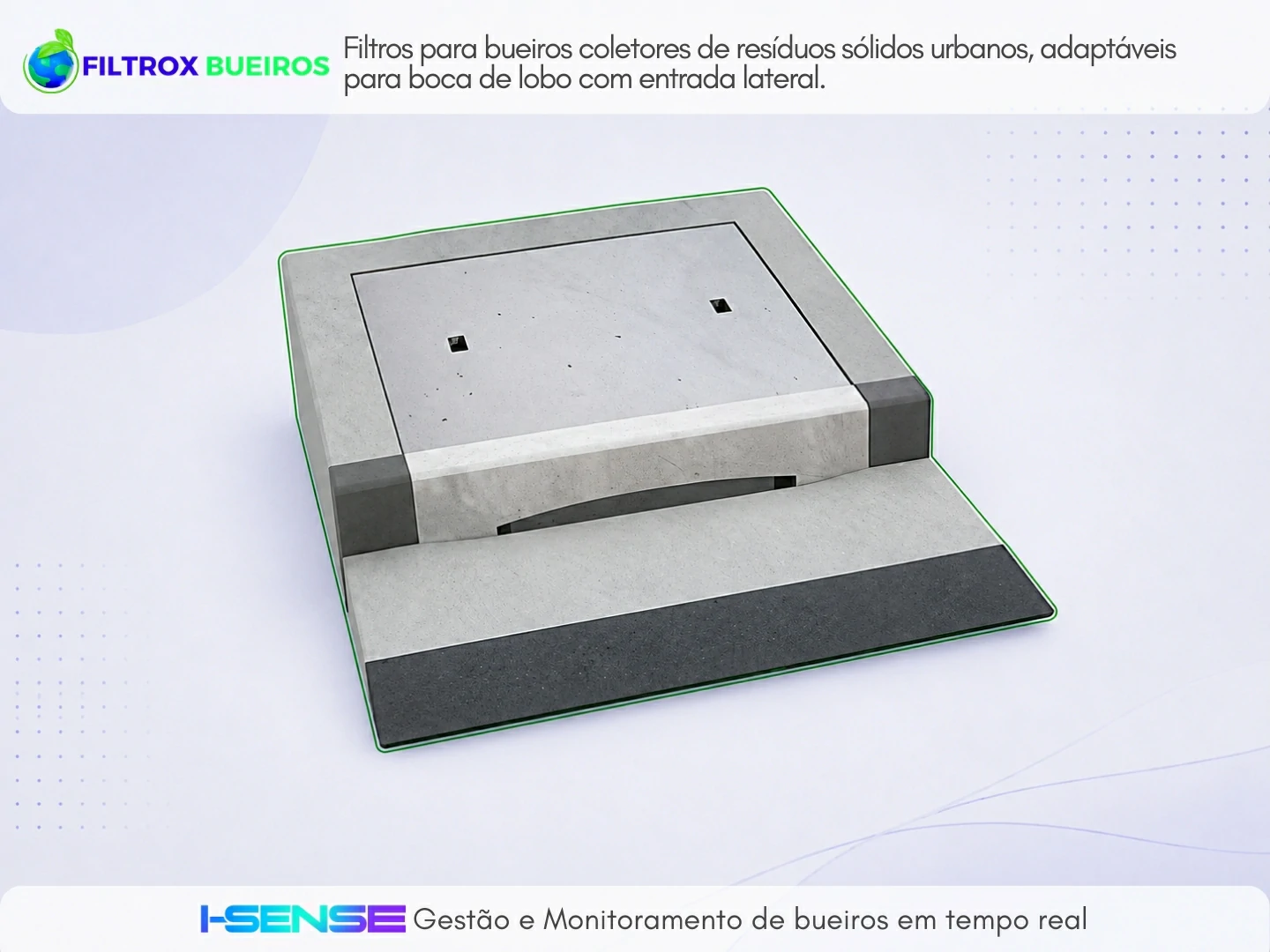Filtro para bueiro FX 100 da Filtrox Bueiros, adaptável para boca de lobo com entrada lateral