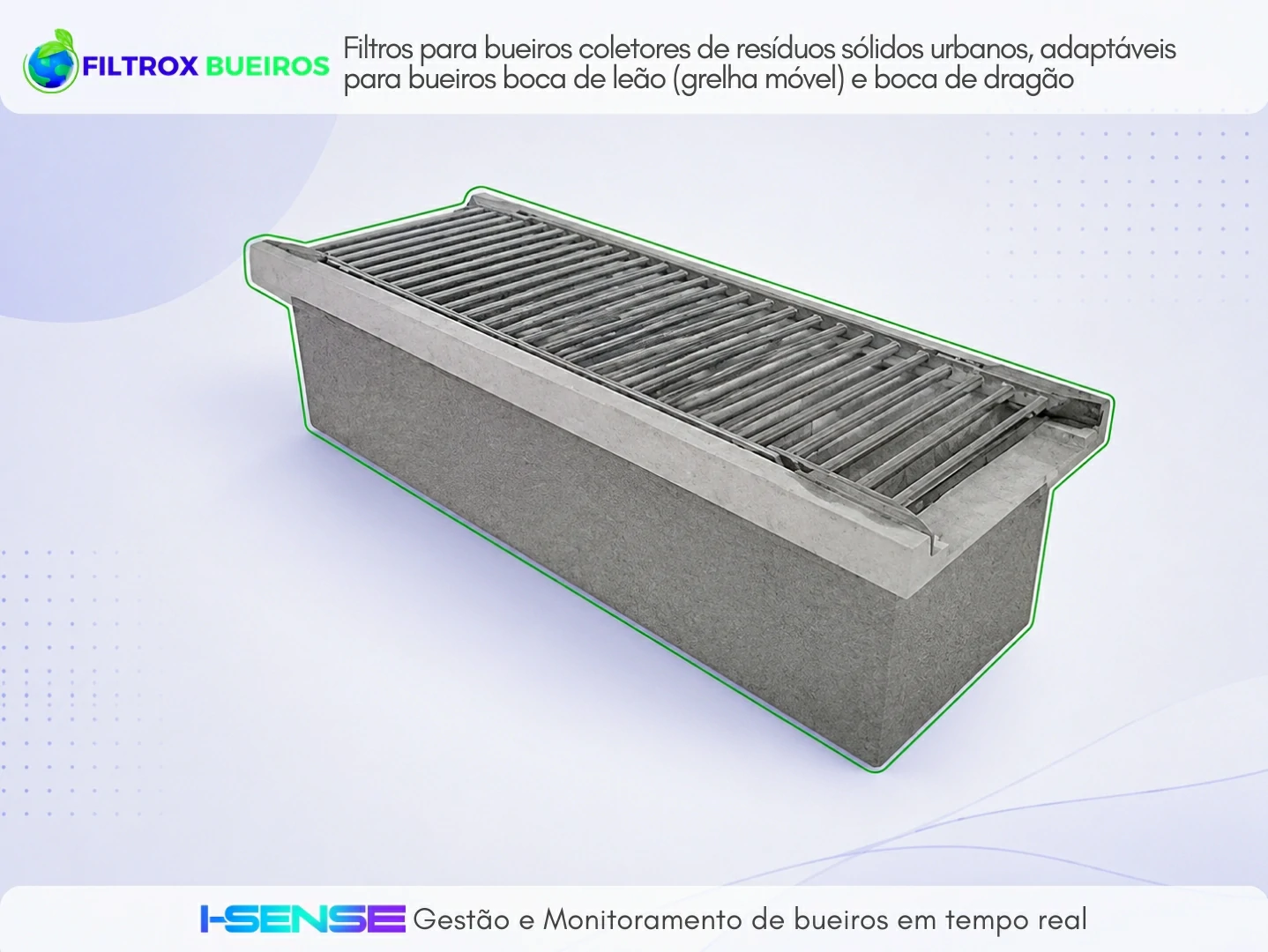Filtro para bueiro FX 700 da Filtrox Bueiros, adaptável para boca de leão com grelha móvel e boca de dragão